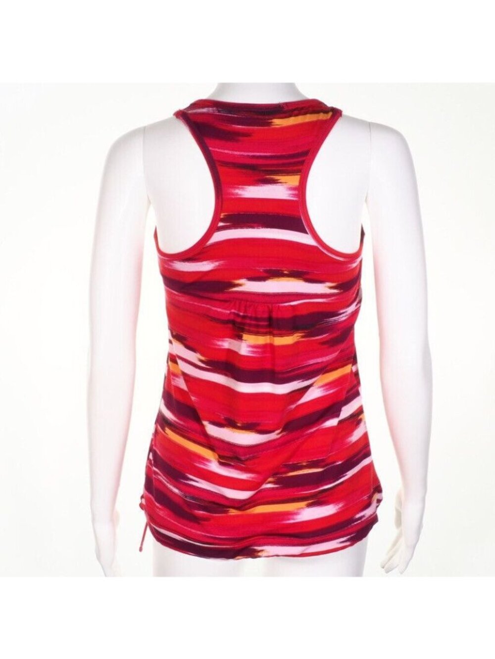 Athleta Top Womens Size Small Racerback Drawcord Red White Yellow Shelf Bra EUC - Picture 7 of 9
